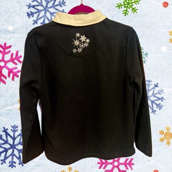 Vintage breckenridge black and white embroidered snowflakes zip up sweater - Picture 4 of 4